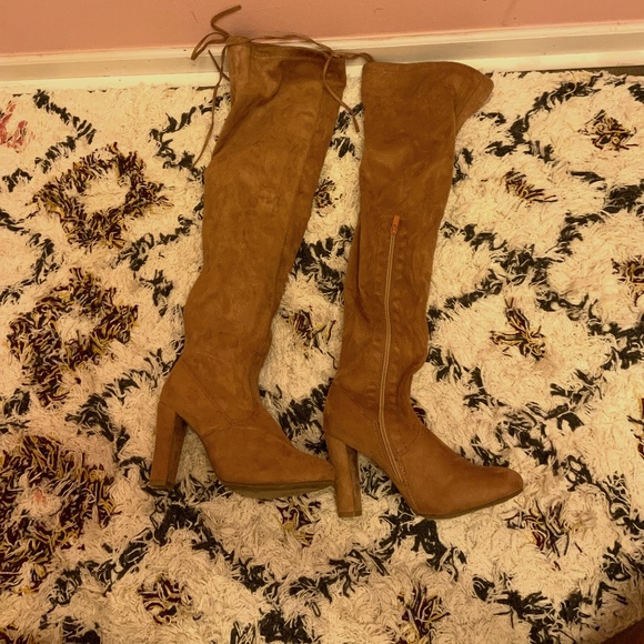 TOP Moda Shoes - Rose Gold Over the knee boots